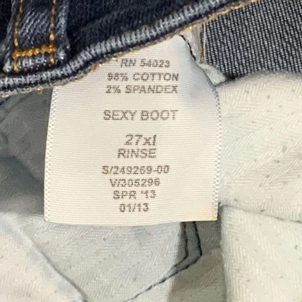 Gap 1969 Women’s Sexy Boot Blue Jeans Size‎ 27xL Raw Hem Dark Wash Low Rise